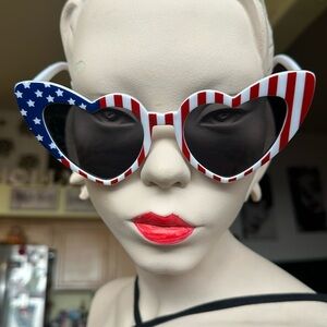 Red White and Blue Heart Flag Sunglasses